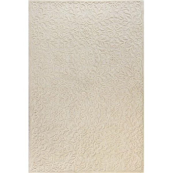 Bashian Bashian R130-IV-4X6-LC140 Bashian Verona Collection Floral Transitional 100 Percent Wool Hand Tufted Area Rug; Ivory - 3 ft. 6 in. x 5 ft. 6 in. R130-IV-4X6-LC140